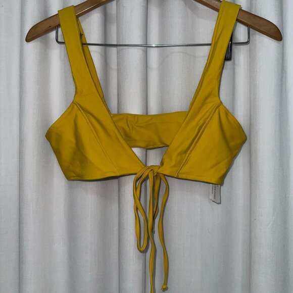 Windsor Tie Front Swim Bikini Top Size L Mustard/Yellow - Picture 1 of 4